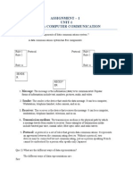 Assignment - 1 UNIT-1 Data & Computer Communication: Message: Sender: - Receiver: .. Transmission Medium