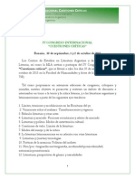 Primeracircular - IV Congreso Internacional Cuestiones Críticas - Rosario Argentina - Octubre 2015