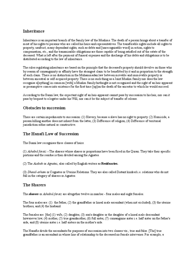 inheritance essay notes pdf free download