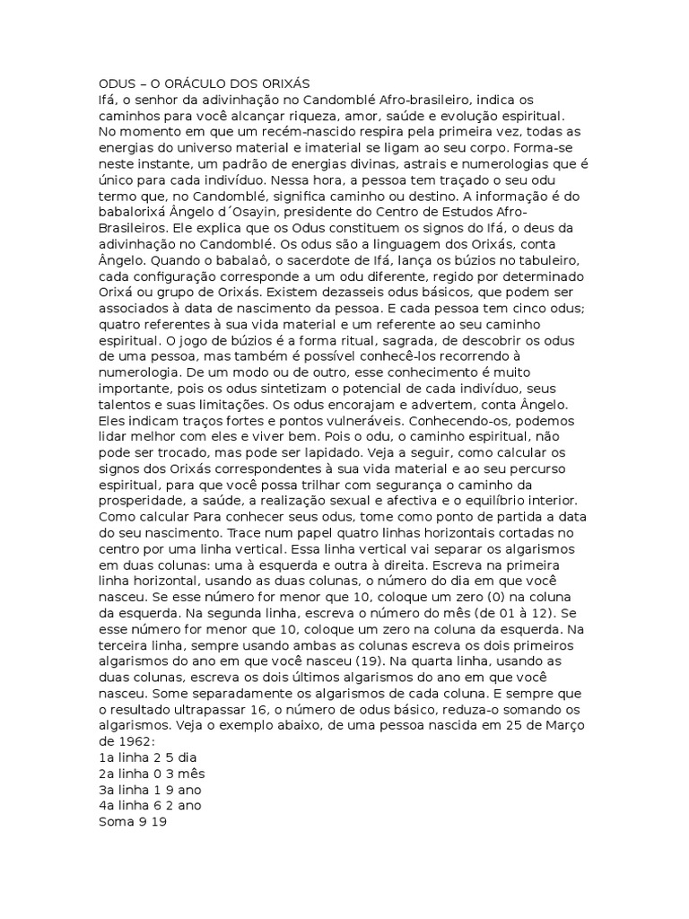 ODUS Calculo PDF Religião e crença Science