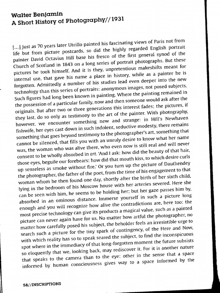 Walter Benjamin A Short History of Photography | PDF