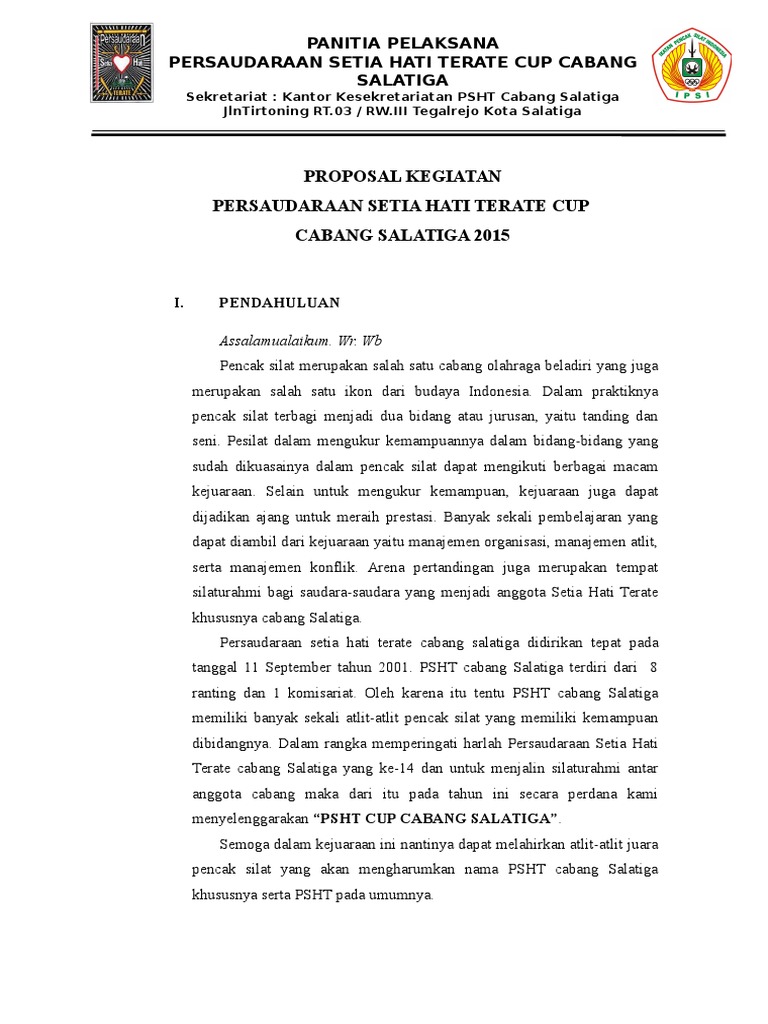Proposal Pencak Silat PSHT Cabang Salatiga Cup