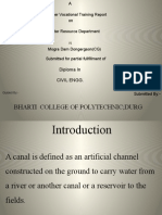 Bharti College of Polytechnic Durg: Summer Vocational Training Report On Water Resource Department
