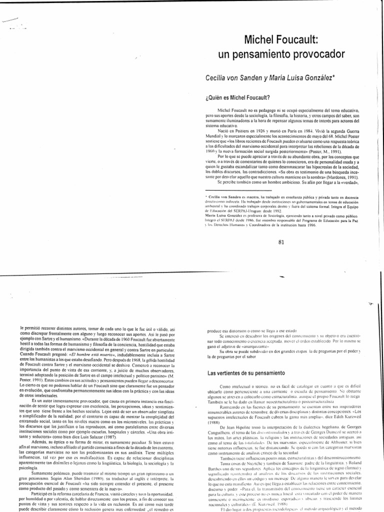 Foucault - Disciplina Saber Poder | PDF | Michel Foucault | Disciplinas