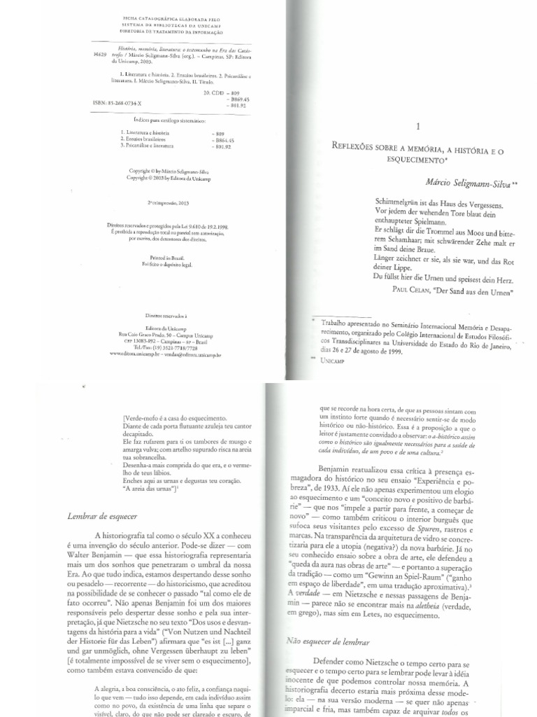 Reflexões Sobre A Memória A História e o Esquecimento | PDF
