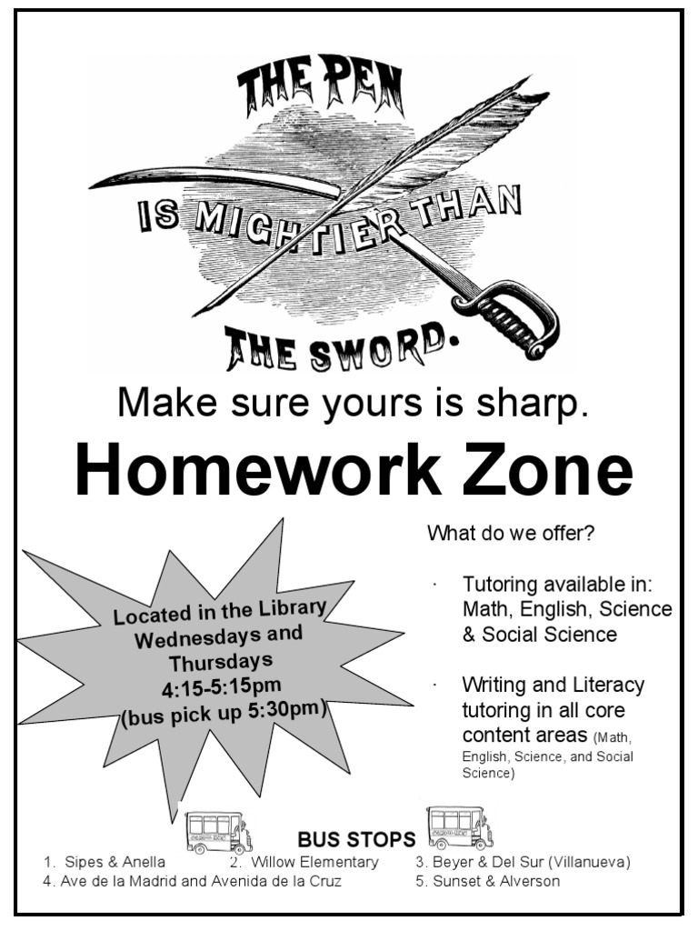 Homework Zone Tutoring Schedule | PDF