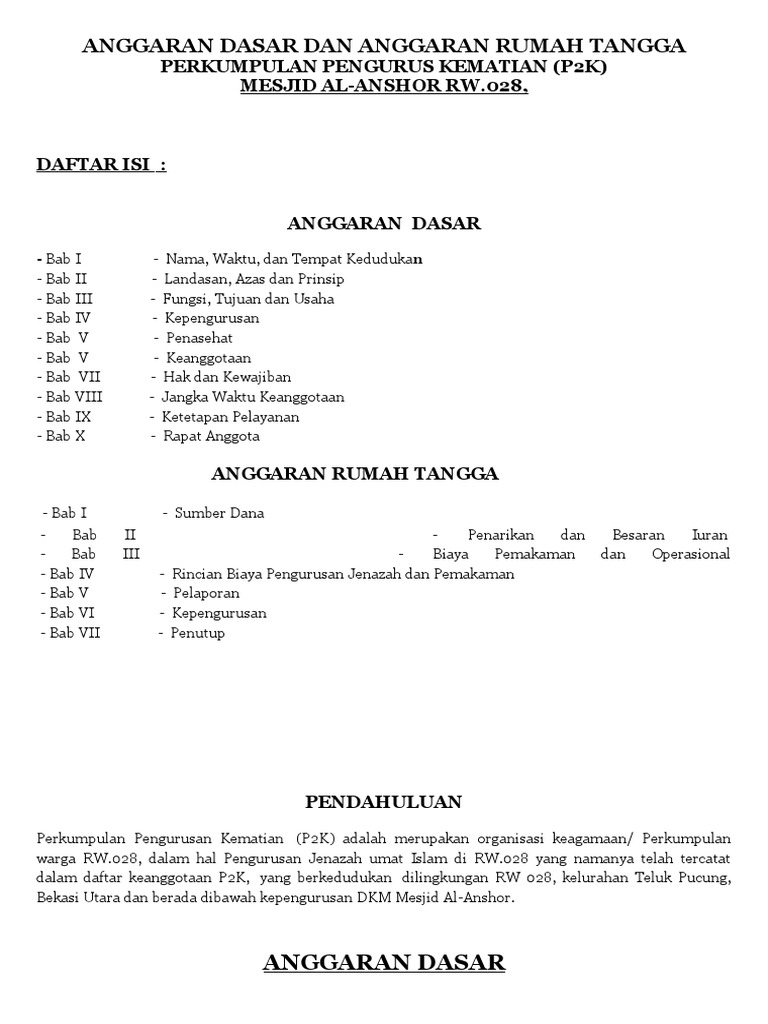 AD/ART RKM RUKUN KEMATIAN