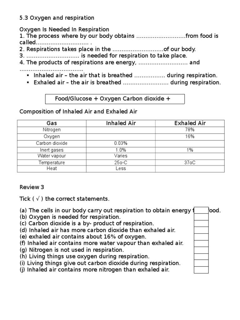 5.3 Oxygen and Respiration | PDF