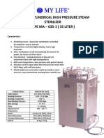 Vertical Cylindrical High Pressure Steam Sterilizer TYPE MA - 635-1 (35 LITER)