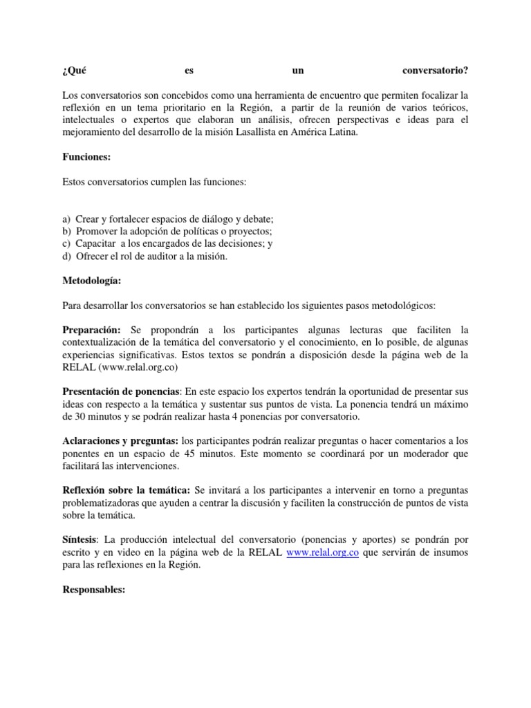 Qué Es Un Conversatorio | PDF