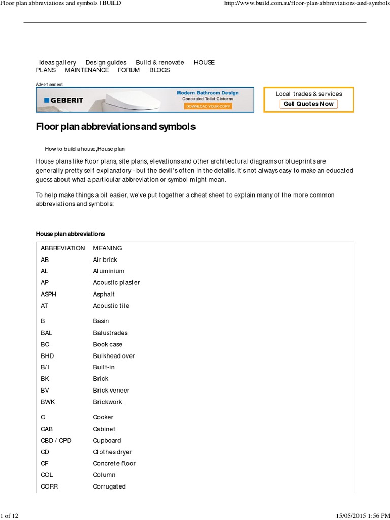 Floor Plan Abbreviations and Symbols _ BUILD Window Door