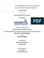 Aspergillus Nigerusing Mausami Waste": "Production& Optimization of Citric Acid by