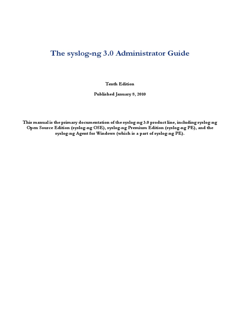 Syslog NG v3.0 Guide Admin en | PDF | Microsoft Sql Server | Microsoft ...