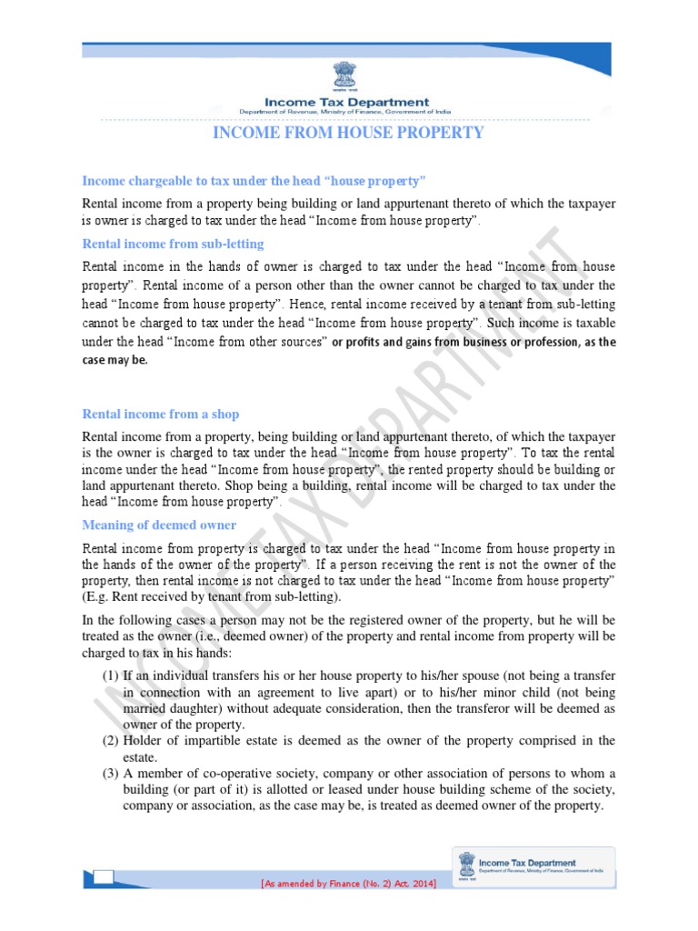 Taxation of Income from House Property | PDF | Tax Deduction | Renting