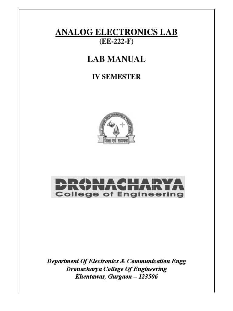 Analog Electronics Lab Manual | PDF | Science & Mathematics
