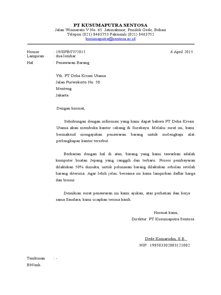 Contoh Surat Resmi Nusagates