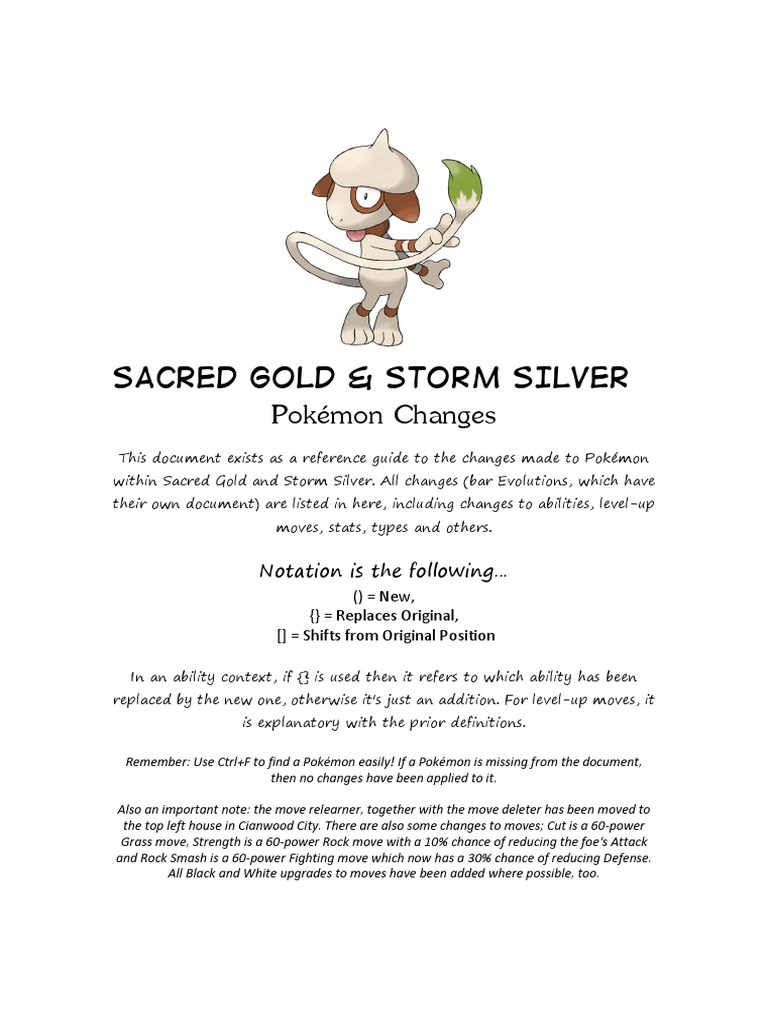 Pokemon Changes Sacred Gold Storm Silver