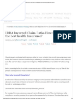 IRDA Incurred Claim Ratio-How To Choose The Best Health Insurance
