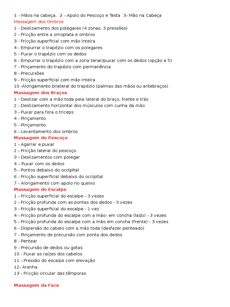 Técnicas de Massagem Champi | PDF | Rosto | Anatomia humana