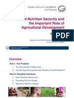 Food and Nutrition Security and the Important Role of Agricultural Development