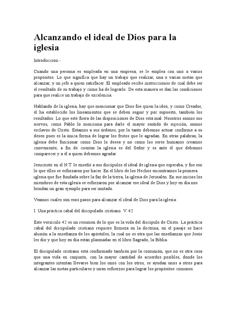 Alcanzando El Ideal de Dios en La Iglesia | PDF | Dios | Oración