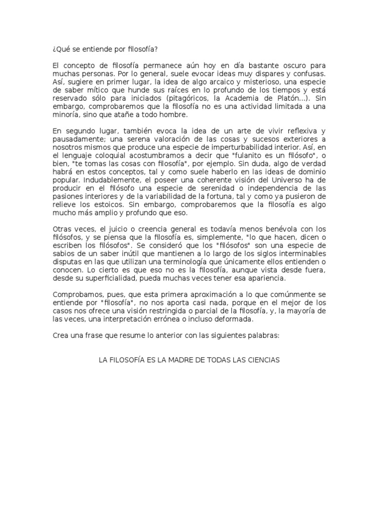 Qué Se Entiende Por Filosofía Ciencia Conocimiento