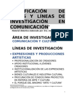 Clasificación de Áreas y Líneas de Investigación Con Énfasis en COMUNICACIÓN Y CULTURA