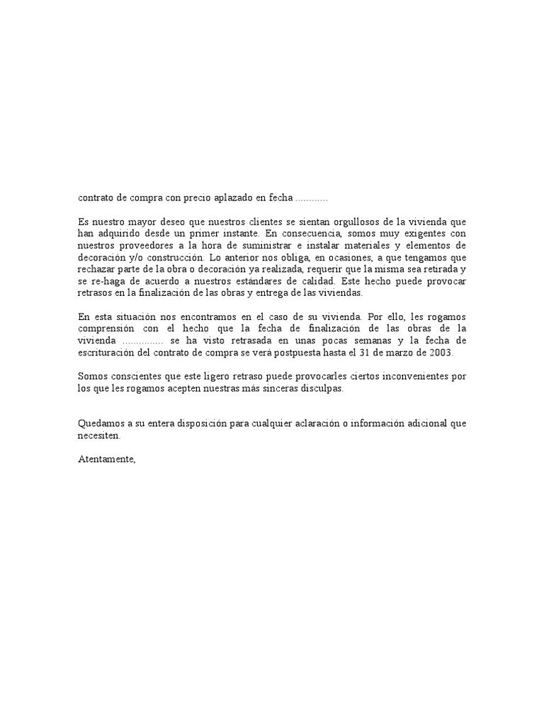 Carta De Disculpas A Un Cliente Por Retraso De Entrega  Compartir Carta