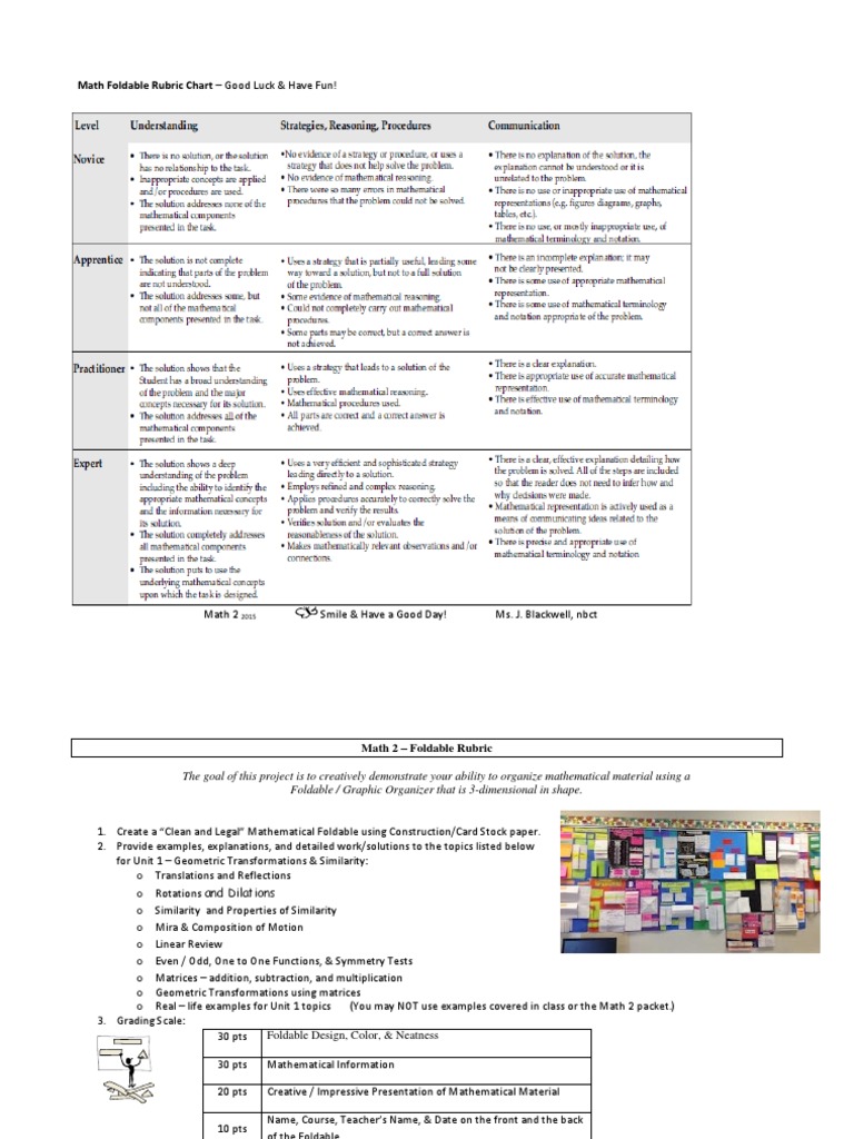 Math Foldable Rubric | PDF | Art