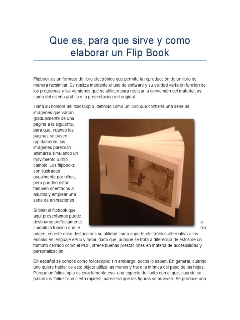 Que Es, Para Que Sirve y Como Construir Un Flip Book Animación Imagen