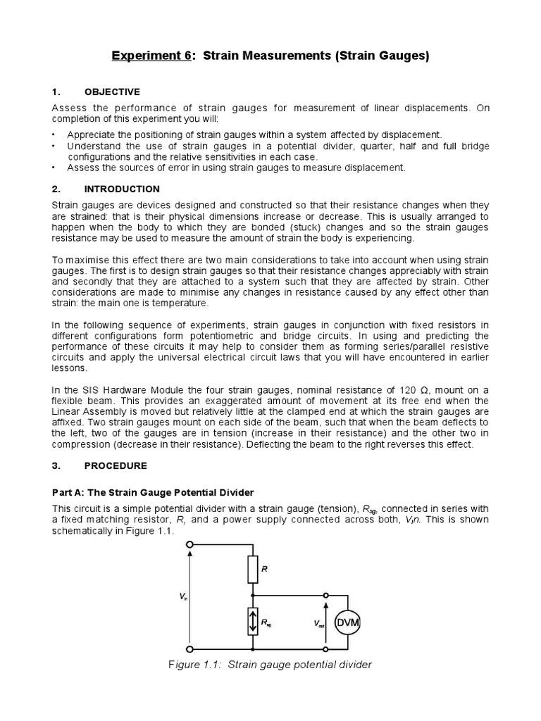 AMEM 314 Labs Strain Gauges | PDF | Amplifier | Electrical Resistance ...