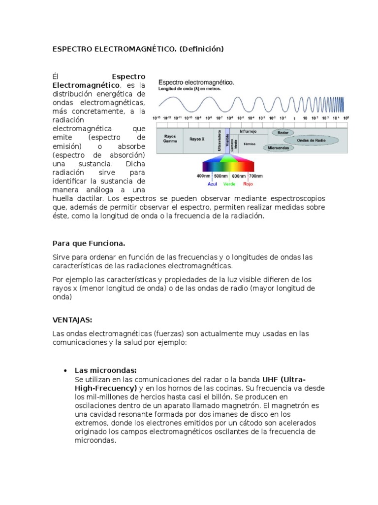 Definición del Espectro Electromagnético | PDF | Espectro ...