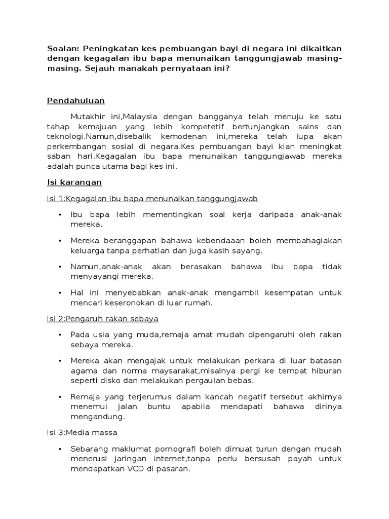 Contoh Karangan Kes Pembuangan Bayi Stpm 1 Pdf