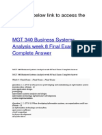 MGT 340 Business Systems Analysis Week 8 Final Exam