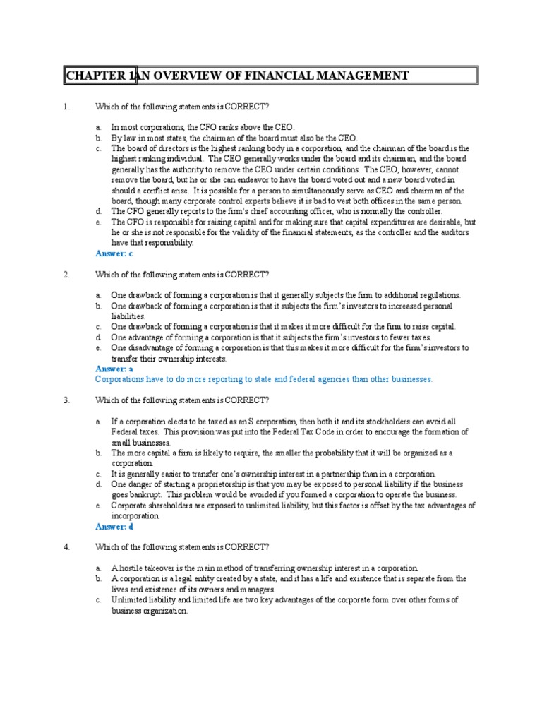 Chapter 1 Pdf Corporations Stocks