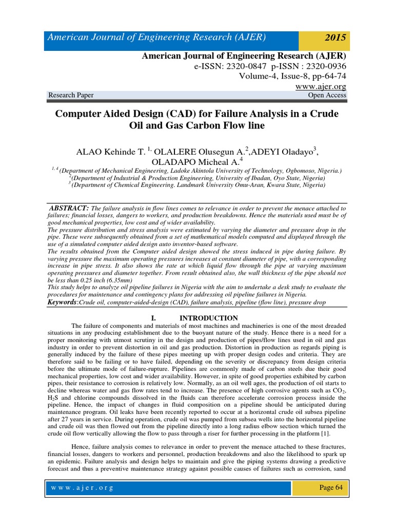 Computer Aided Design Cad For Failure Analysis In A Crude - 