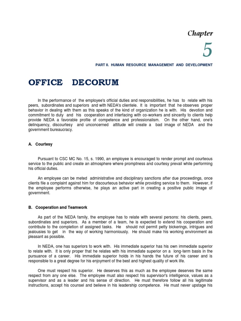 chapter 5 office decorum Fax Clothing