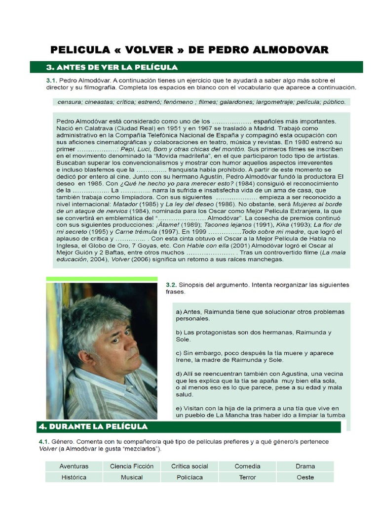 Volver Actividades | PDF | Estudios de idiomas extranjeros | Poesía