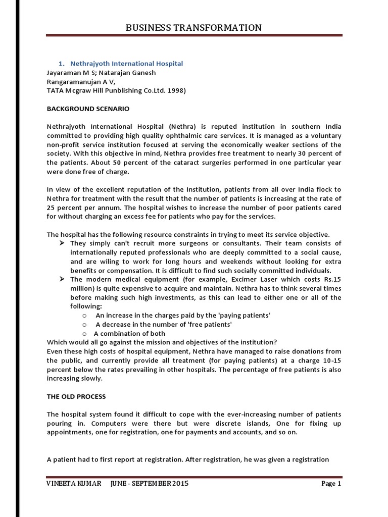 Case Study Ford Bpr Pdf Hospital Patient