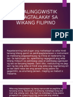 Metalinggwistik Na Pagtalakay Sa Wikang Filipino