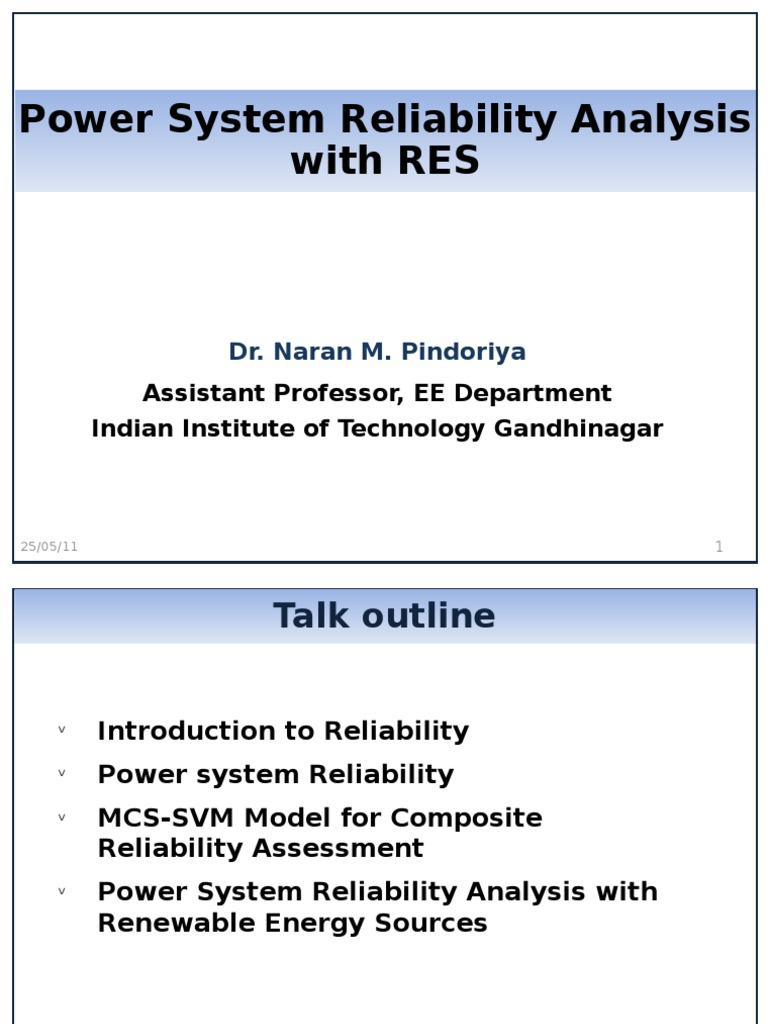 Power Systems Reliability Analysis With RES PDF PDF Support Vector