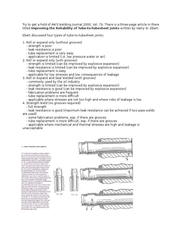 Tube to Tubesheet Joint Type