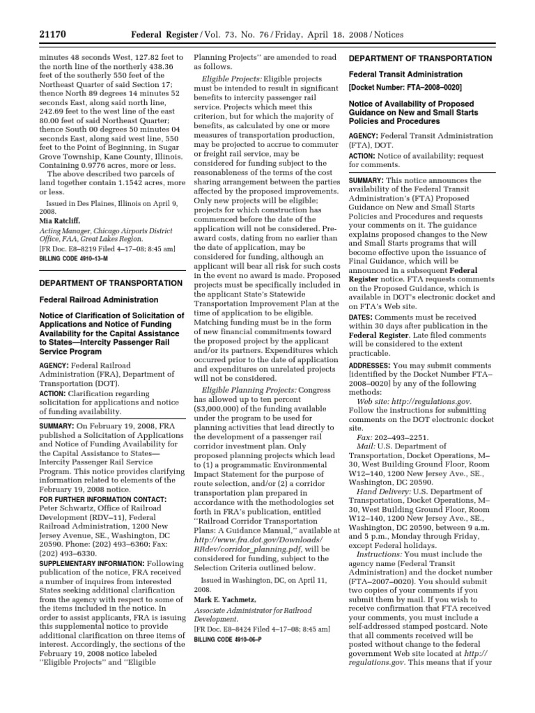 Federal Register / Vol. 73, No. 76 / Friday, April 18, 2008 / Notices ...