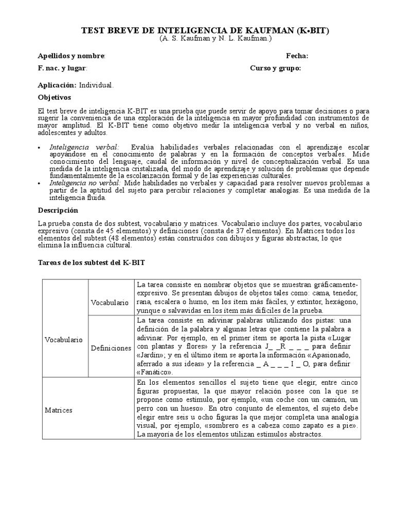 K.bit Descripción | Descargar gratis PDF | Psicología Educacional ...