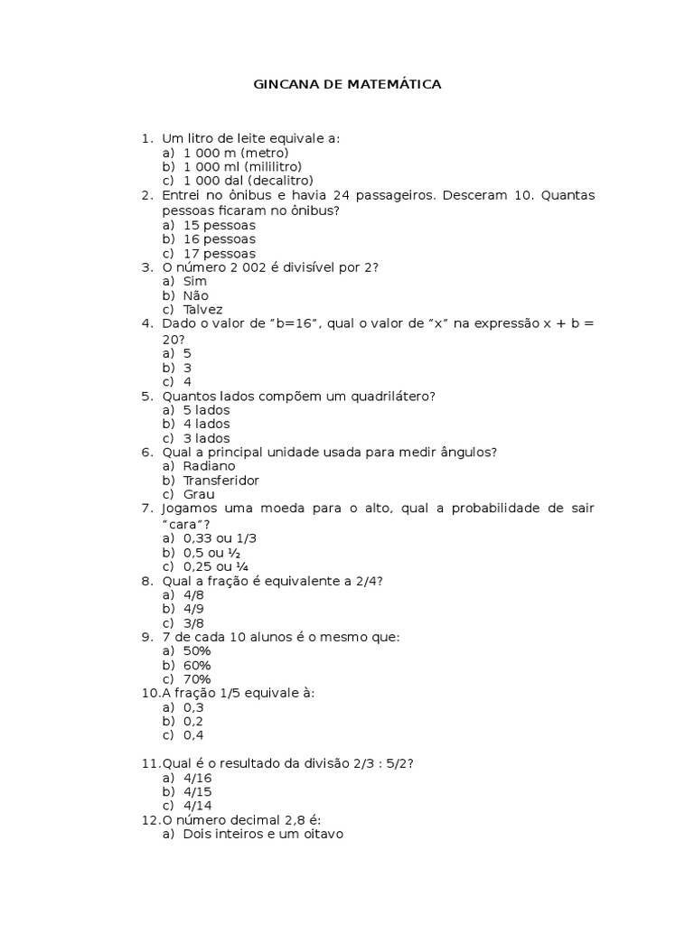 Gincana de Matematica | PDF