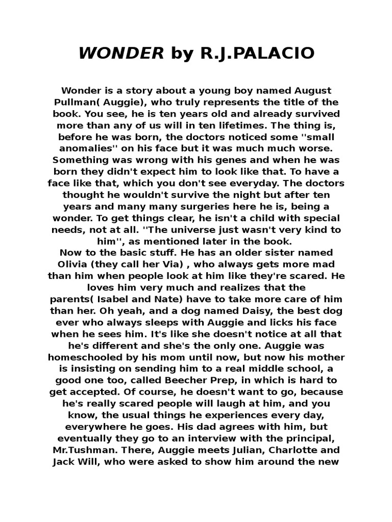 wonder movie summary essay