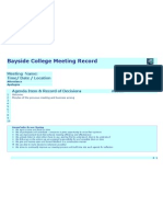 Bayside College Meeting Record