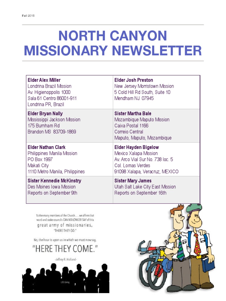Fall 2015 Missionary Updates | PDF | Missionary (Lds Church) | Dream
