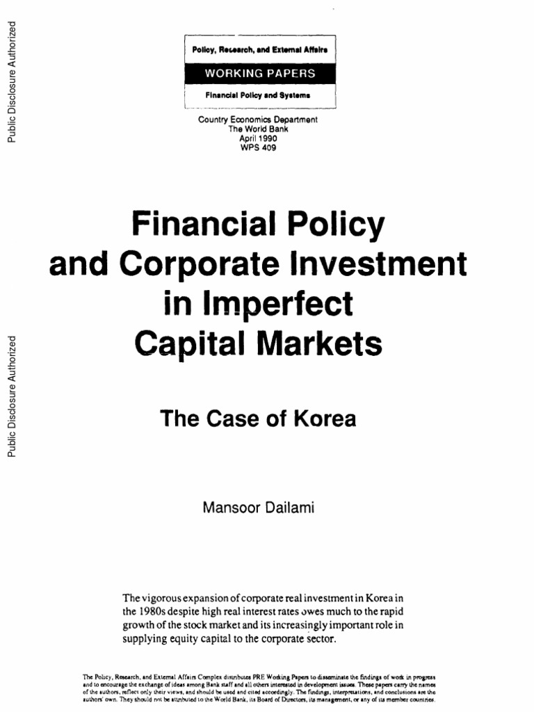Market Imperfection Korea PDF Capital Gains Tax Dividend