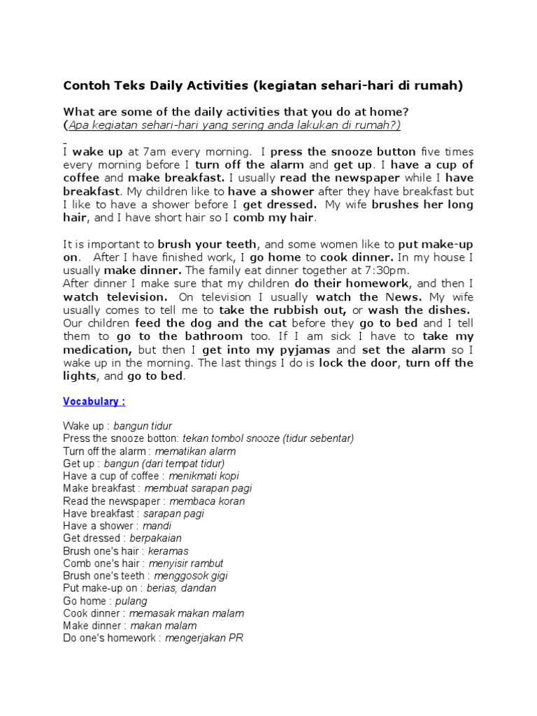 Contoh essay daily activity picture